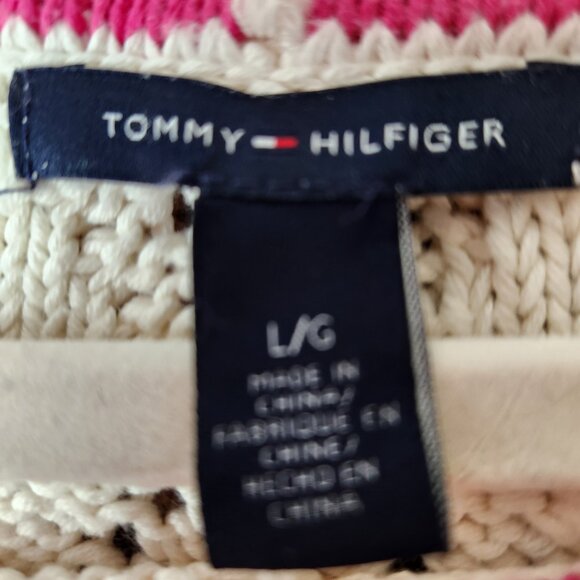 Tommy Hilfiger Ladies Crew Neck Pullover 100% Cotton Open Weave Sweater Size L - Picture 3 of 6